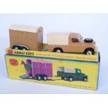 Corgi Toys diecast model Gift Set 2 Land-Rover With “Rice’s” Pony Trailer And Pony, with light brown