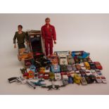 A collection of toys and games including Matchbox diecast model cars, some in original boxes, Action