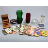 Quantity of collectables including retro table lighter, 1980s beer mats etc
