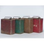 Four vintage 2 gallon petrol cans to include shell, Esso, SM and BP Ltd