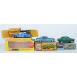 Three Corgi Toys diecast model cars comprising Ford Consul Saloon with two-tone green body 200,