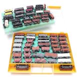 Sixty-four Peco, Graham Farish and similar N gauge wagons, vans and tankers including BP, N Gauge