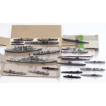 Twenty-one Neptun and similar diecast model waterline ships including Argonaut, Scharnhorst etc,