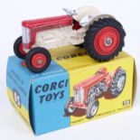 Corgi Toys diecast model Massey-Ferguson 65 Tractor with red and cream body and red hubs 50, in