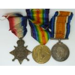 WWI medal trio including 1914-15 Star awarded to 14816 Pte J West Royal Dublin Fusiliers