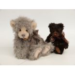 Two Charlie Bears teddy bears, Aidan 26cm tall and Charlie 37cm tall.