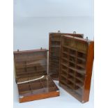 Four wooden diecast model display cabinets, 53 x 36cm and 34 x 36cm