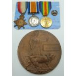 British Army WWI medals comprising 1914/1915 Star, War Medal and Victory Medal, named to 11798 Pte J