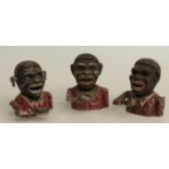 Three novelty cast metal mechanical negro money boxes