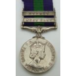 British Army General Service Medal with clasps for Cyprus and Near East, named to 23231110 Pte W