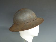 British WWII Civil Defence 'Zuckerman' Fire Guard steel helmet with liner, dated 1941 SM Ltd, size