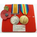 British Army WWI medals comprising War Medal and Victory Medal, named to 51952 Pte F C Payne