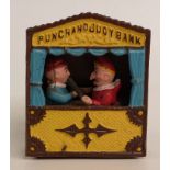 Novelty cast metal mechanical Punch and Judy money box