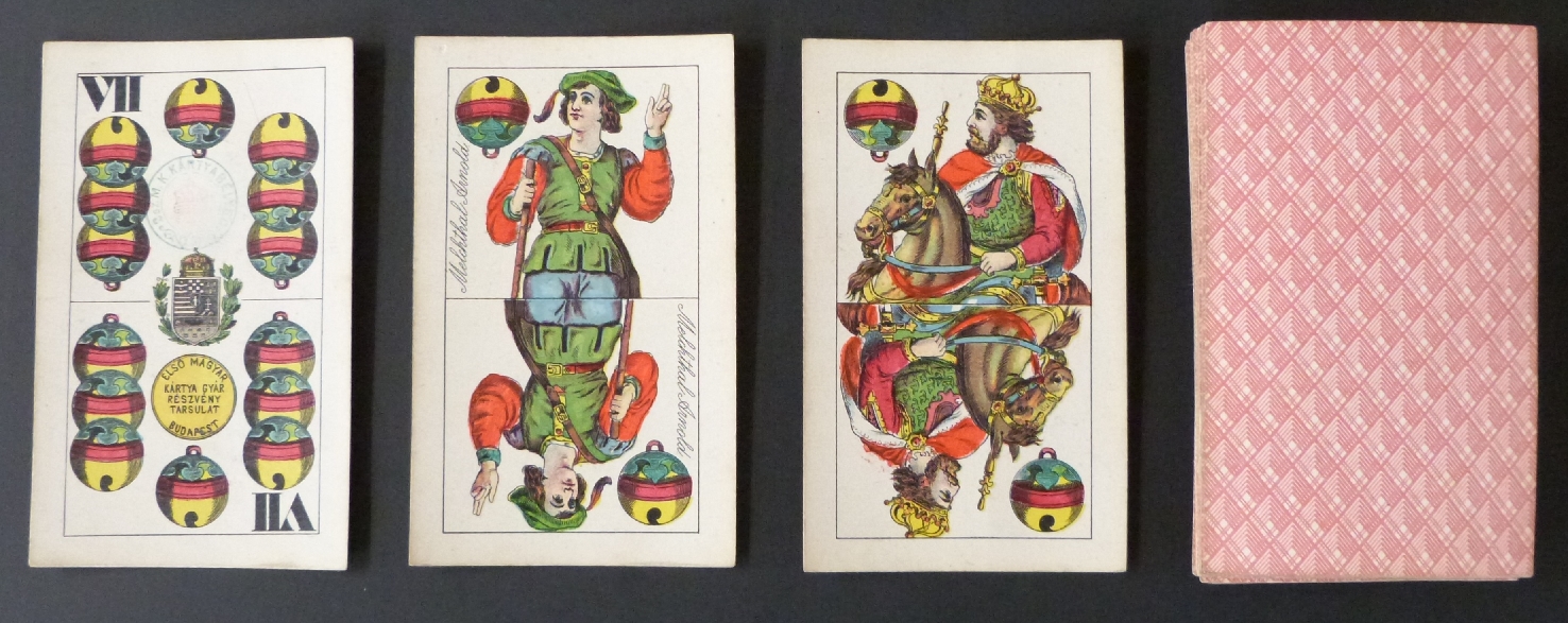 Elso Magyar Kartya Gyar Reszveny Tarsulat, Budapest, Hungary playing cards. German suits. Wilhelm