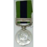 British Army India General Service Medal with clasp for North West Frontier, name erased