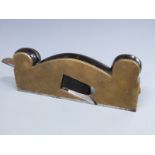 Narrow brass, steel and rosewood or similar vintage woodworking plane, possibly Norris or similar,