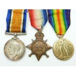 British Army WWI Medals comprising 1914/1915 Star, War Medal and Victory Medal, named to 2376 Pte