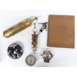 Quantity of vintage motoring collectables including Smiths car clock, Hemus spare bulb case, Lucas