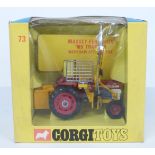 Corgi Toys diecast model Massey-Ferguson '165' Tractor With Saw Attachment with red body and hubs