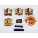 Railway-related enamel badges including Pullman / Pullman Golden Arrow, London Underground,