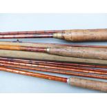 Split cane fly fishing/ coarse rods including Tom Watson, two anonymous cane rods and a spare top