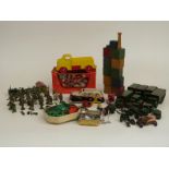 A collection of model vehicles including Matchbox 1-75 series diecast model cars, friction powered