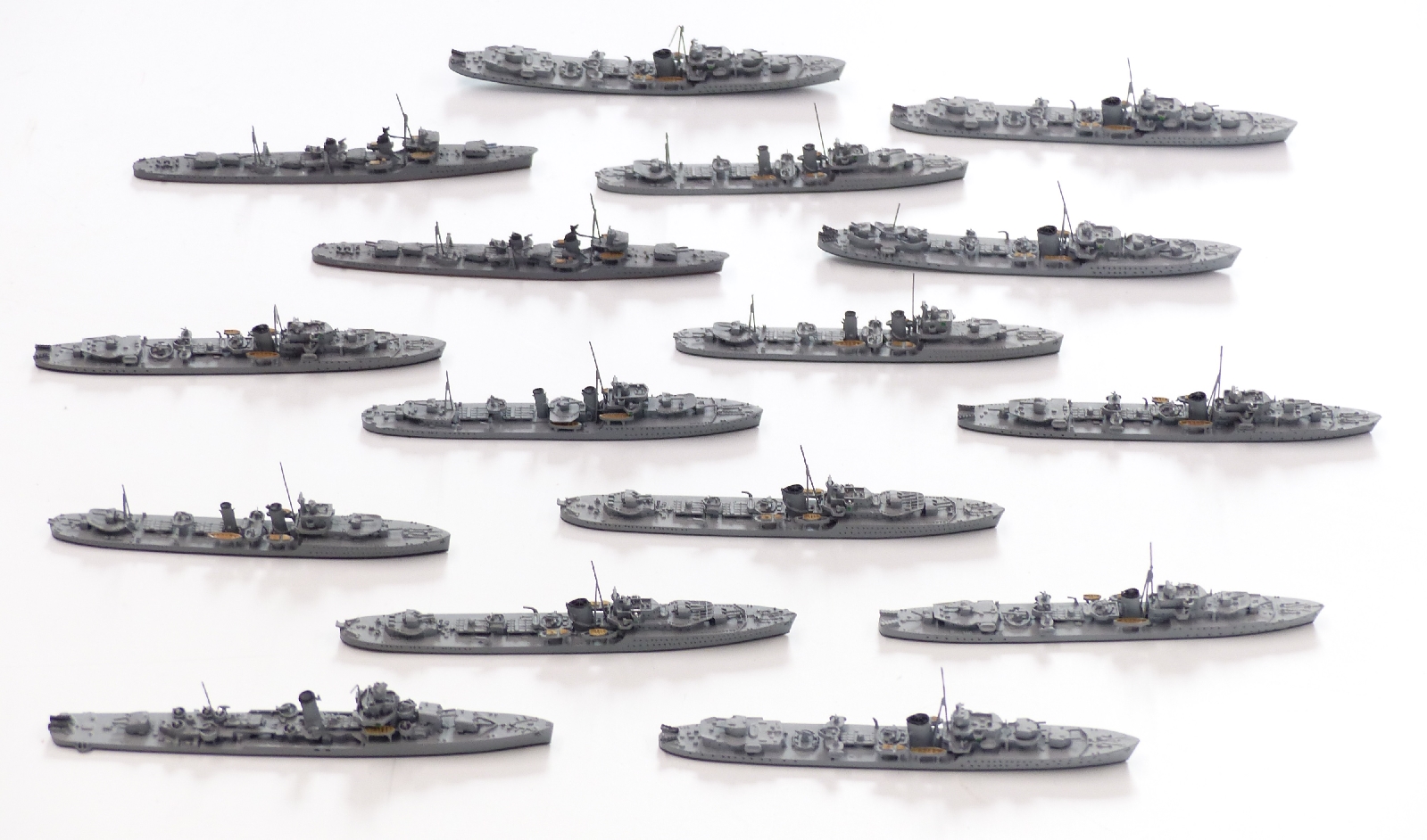 Sixteen Neptun and similar diecast model waterline ships including Somers, Umikaze, Inglefield