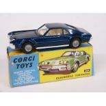 Corgi Toys diecast model Oldsmobile Toronado with metalic blue body and cream interior 264, in