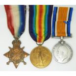 British Army WWI medals comprising 1914/1915 Star, War Medal and Victory Medal named to 2875 Pte W