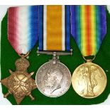 British Army WWI medals comprising 1914/1915 Star, War Medal and Victory Medal named to 10694 Pte