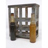 Essolube vintage oil bottle crate and two bottles