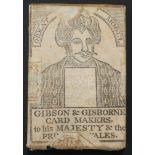 Gibson & Gisborne, England playing cards. Unopened, in Great Mogul tax wrapper. c1790