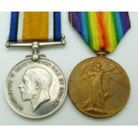 British Army WWI medals comprising War Medal and Victory Medal named to 24609 Bombardier E Evans