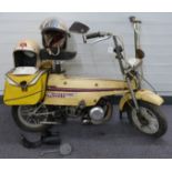 1976 Motobecane Mobux retro Scooterette/ moped with original twin panniers, LHU 187P, which is still