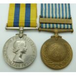 British Army Korea Medal named to 22419345 Pte D P Lewis, Welch Regiment, together with a United