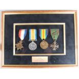 British Army WWI medals comprising 1914/15 Star, War Medal, Victory Medal and Croix de Guerre,