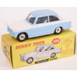 Dinky Toys diecast model Triumph Herald with pale blue and white body 189, in original box.