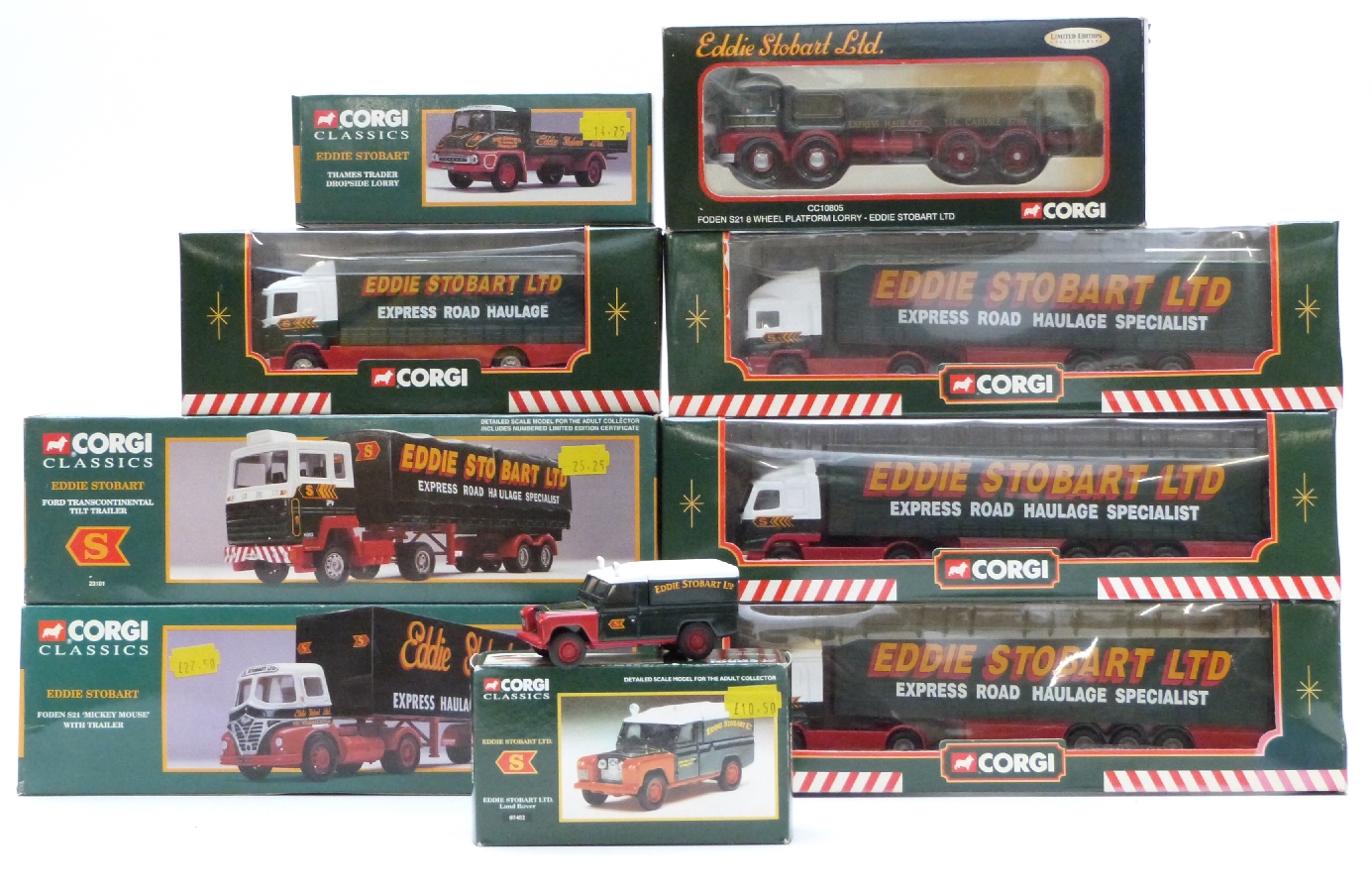 Nine Corgi and Corgi Classics Eddie Stobart diecast model lorries and commercial vehicles, all in