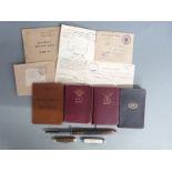 War diaries dated 1939, 1941 and 1944, British Army WWII papers, Fairbairn Sykes style letter