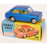 Corgi Toys diecast model Hillman Imp with blue body and lemon interior 251, in original box.