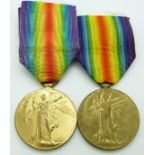 British Army / Royal Navy WWI medals comprising two Victory Medals named to 31840 A Lowes RN and