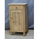 Pine bedside cabinet with drawer above cupboard. W44 x D34 x H79cm
