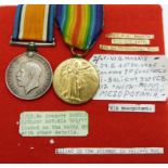 British Army WWI medals comprising War Medal and Victory Medal named to Lieut W G Harris,