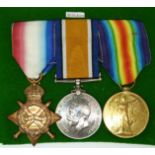 British Army WWI medals comprising the 1914/1915 Star, War Medal and Victory Medal named to 19082