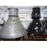 Two industrial/ shopfitting/ haberdashery Superdry light fittings largest Diameter 69cm