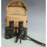 A pair of military binoculars No 2 Mk III No 267266 together with canvas case