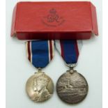 Royal Fleet Reserve Long Service and Good Conduct Medal named to T E Carter RFR together with 1937