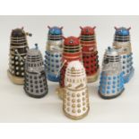 Eight Product Enterprise Ltd Dr Who and the Talking Dalek Daleks in six different variations.