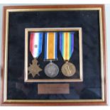 British Army WWI medals comprising 1914 'Mons' Star with silver rosette, War Medal and Victory Medal