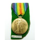 British Army WWI Victory Medal named to 2nd Lieut E J Grimes, Manchester Regiment